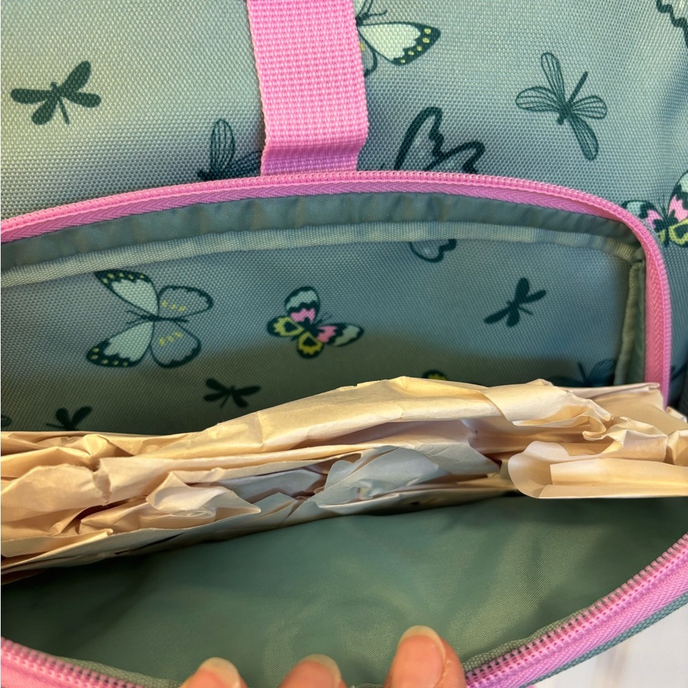 Kid’s Cat & Jack Green & Pink Backpack w/Beautiful Butterflies - Picture 4 of 6
